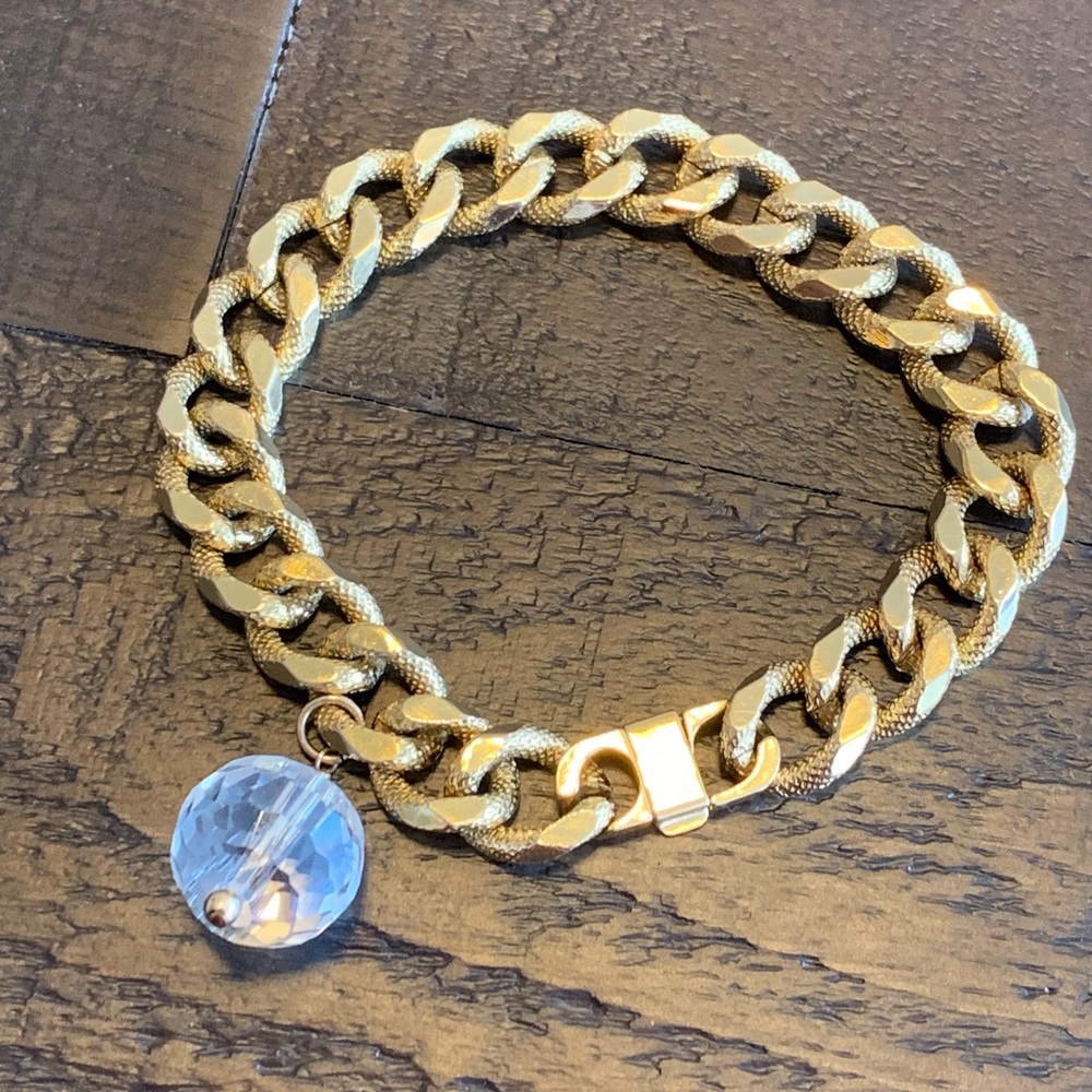 Gold Bracelet with Crystal Charm